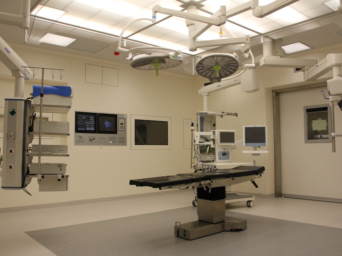 State-of-the-art operating theater with surgical lighting